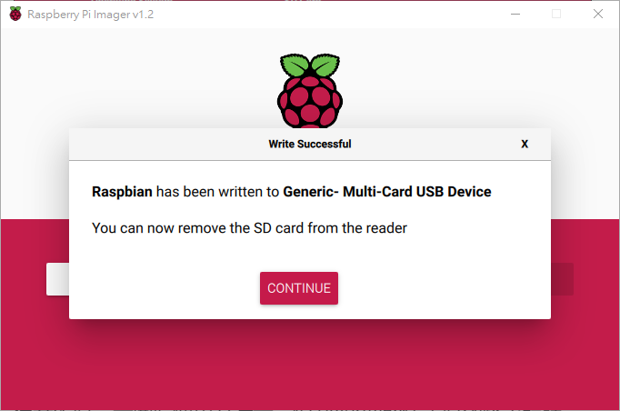 Raspberry Pi Imager Successful